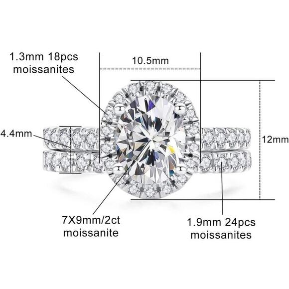 Moissanite Engagement Ring Oval Cut GRA Certified Wedding Brilliant 18K Size 5.5 - Picture 9 of 15